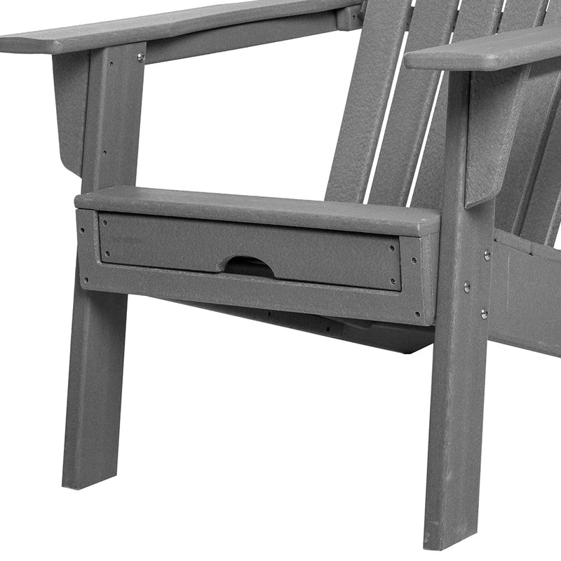 Open Box Deluxe Adirondack Chair with PULLOUT Ottoman by ResinTEAK