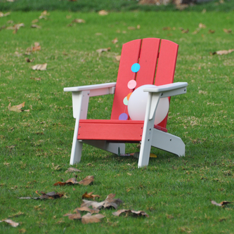 Strawberry Cream Red Seat White Arms ResinTEAK Child-Size Adirondack Chair