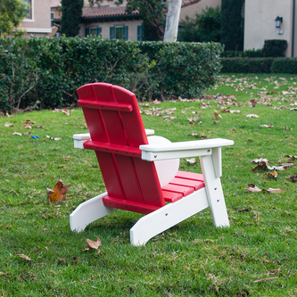 Strawberry Cream Red Seat White Arms ResinTEAK Child-Size Adirondack Chair