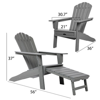 Deluxe Adirondack Chair with PULLOUT Ottoman by ResinTEAK