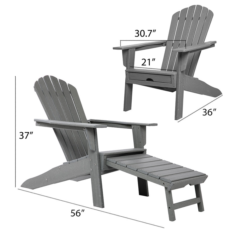 Deluxe Adirondack Chair with PULLOUT Ottoman by ResinTEAK
