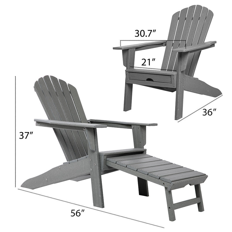 Open Box Deluxe Adirondack Chair with PULLOUT Ottoman by ResinTEAK