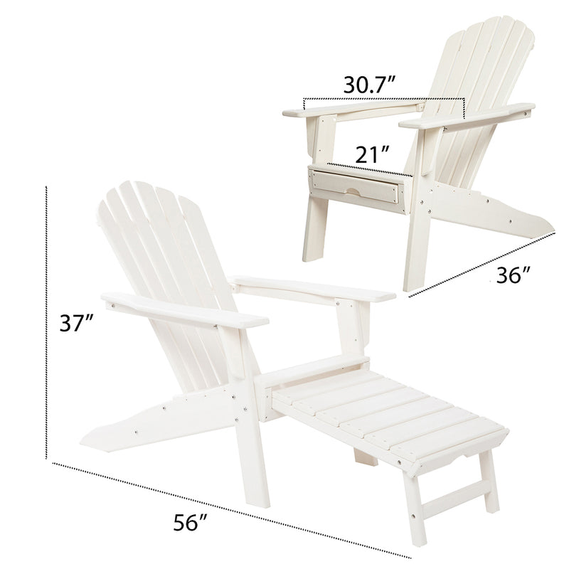 Deluxe Adirondack Chair with PULLOUT Ottoman by ResinTEAK