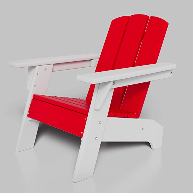 Strawberry Cream Red Seat White Arms ResinTEAK Child-Size Adirondack Chair