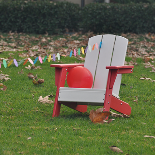 Royal Heart Red Seat White Arms ResinTEAK Child-Size Adirondack Chair