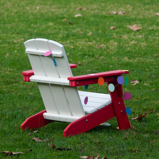 Royal Heart Red Seat White Arms ResinTEAK Child-Size Adirondack Chair