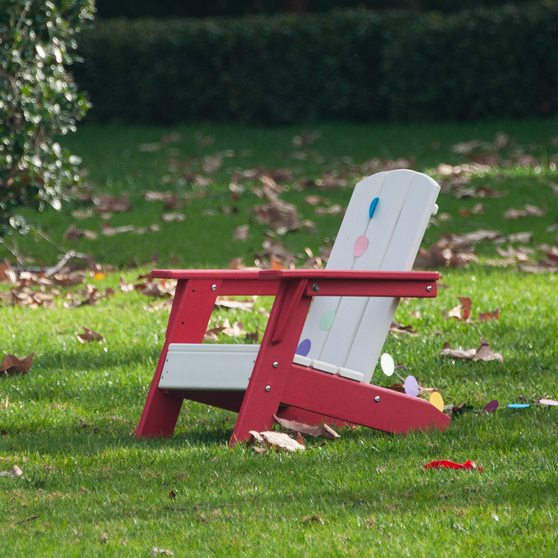 Royal Heart Red Seat White Arms ResinTEAK Child-Size Adirondack Chair