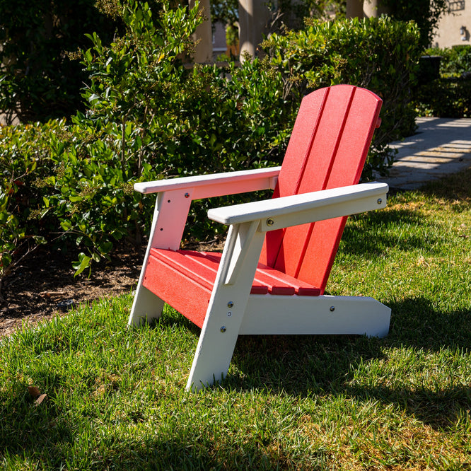 Strawberry Cream Red Seat White Arms ResinTEAK Child-Size Adirondack Chair