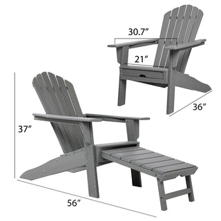 Deluxe Adirondack Chair with PULLOUT Ottoman by ResinTEAK