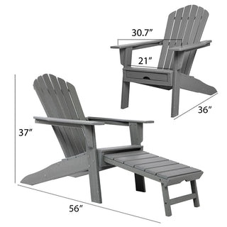 Open Box Deluxe Adirondack Chair with PULLOUT Ottoman by ResinTEAK